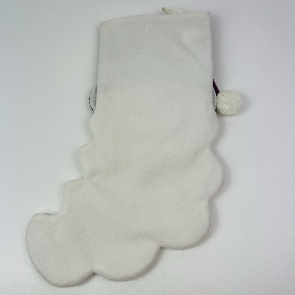Santa Face Beard Fleece Christmas Stocking 3 D Red Green White Cloth 17x8" - Picture 3 of 11